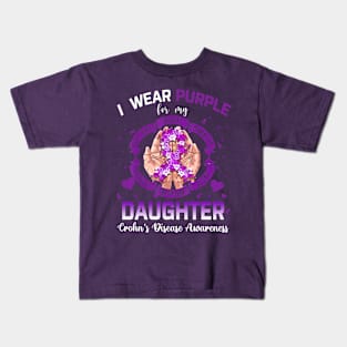 I Wear Purple For My Daughter Crohn's Disease Awareness Kids T-Shirt